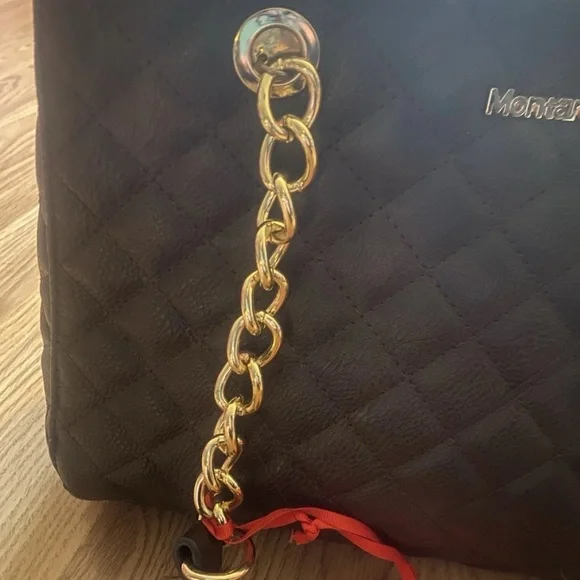 Montana West Black Quilted Chain-Handle Tote NWT - Picture 5 of 6